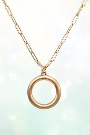 MATTE SMALL RING PENDANT NECKLACE AND BALL STUD EARRING SET