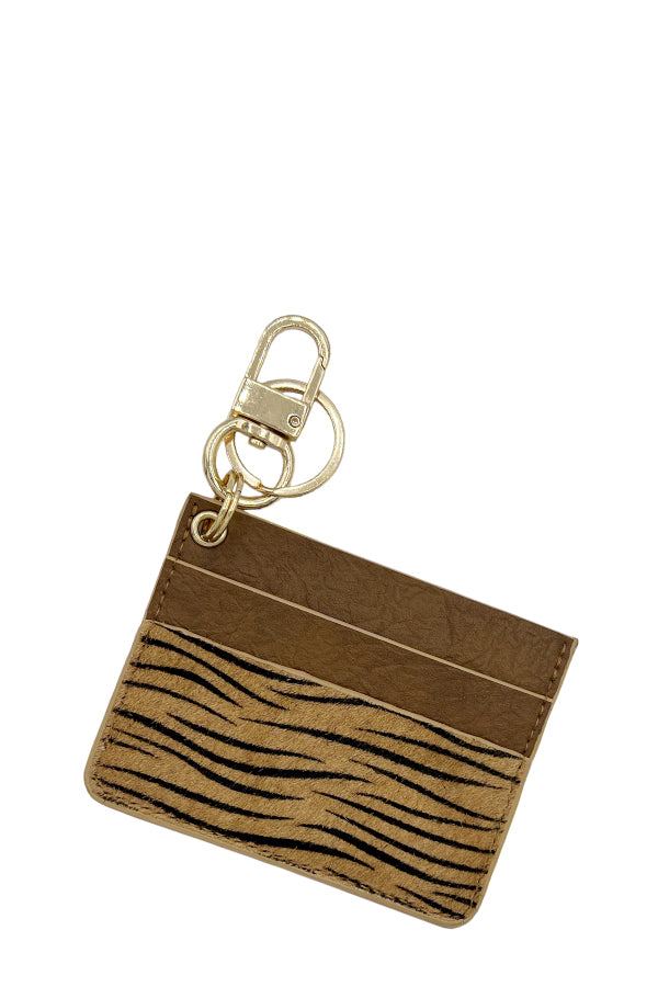 Animal Print Mini Card Holder Keychain