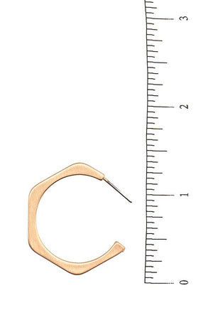 Semi Hexagon Hoop Earring