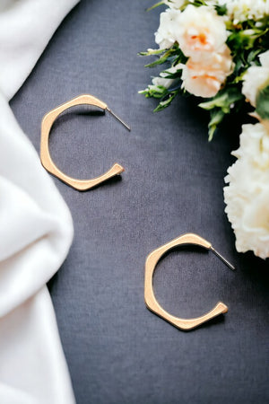 Semi Hexagon Hoop Earring