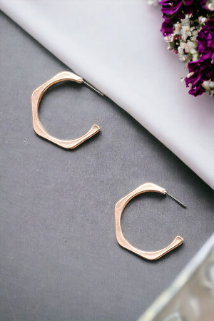Semi Hexagon Hoop Earring