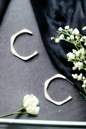 Semi Hexagon Hoop Earring