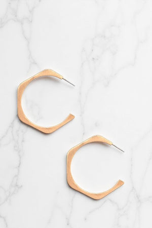 HEXAGON SHAPE SEMI HOOP EARRING