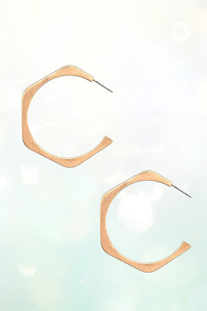 HEXAGON SHAPE SEMI HOOP EARRING