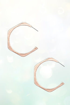 HEXAGON SHAPE SEMI HOOP EARRING