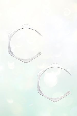 HEXAGON SHAPE SEMI HOOP EARRING