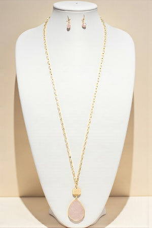 TEARDROP PENDANT LONG NECKLACE SET