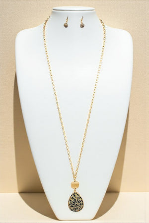 TEARDROP PENDANT LONG NECKLACE SET
