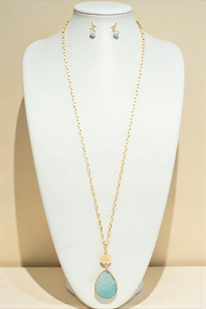 TEARDROP PENDANT LONG NECKLACE SET