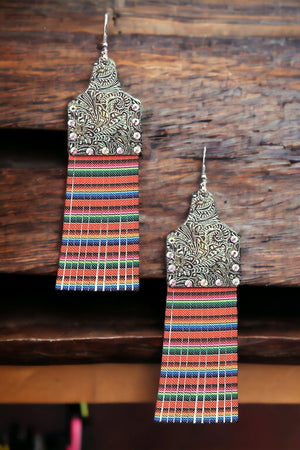 Fringe Mix Print Drop Earring