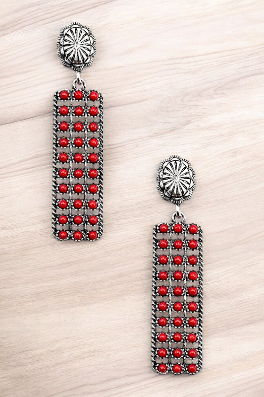 BEADED GEMSTONE PAVE DROP EARRING