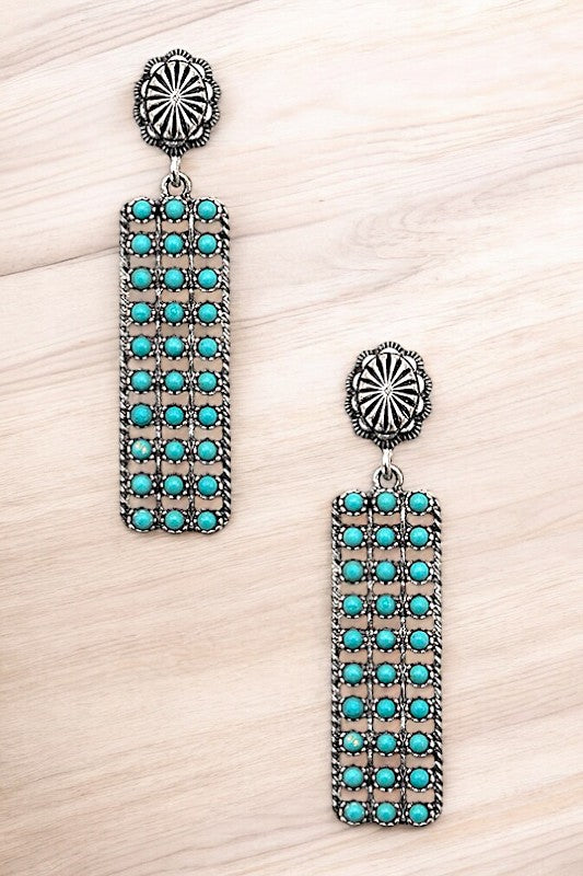 BEADED GEMSTONE PAVE DROP EARRING