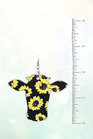 WESTERN BULL HEAD MIX PRINT DROP EARRING