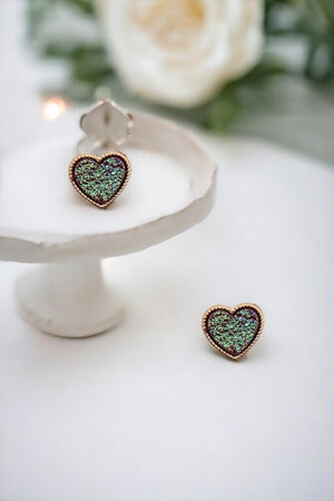 Faux Druzy Heart Post Earring