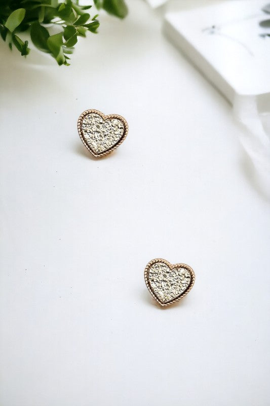 Faux Druzy Heart Post Earring