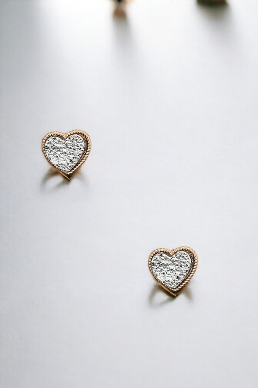 Faux Druzy Heart Post Earring