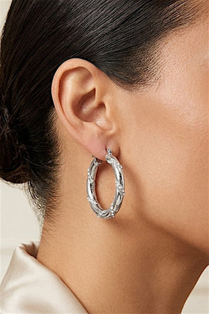 RHINESTONE PAVE TWIST TUBE HOOP EARRING