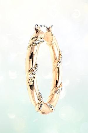 RHINESTONE PAVE TWIST TUBE HOOP EARRING