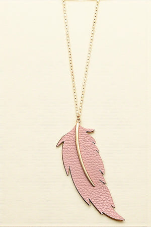 ELONGATED LEAF CUT PENDANT NECKLACE