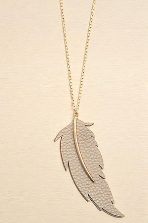 ELONGATED LEAF CUT PENDANT NECKLACE