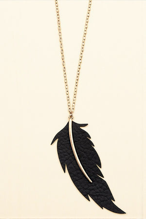 ELONGATED LEAF CUT PENDANT NECKLACE