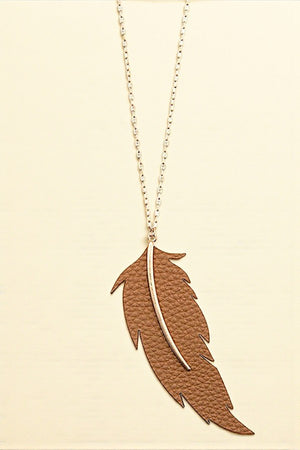 ELONGATED LEAF CUT PENDANT NECKLACE