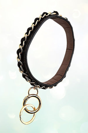 CHAIN ACCENT LEATHER BRACELET KEYCHAIN