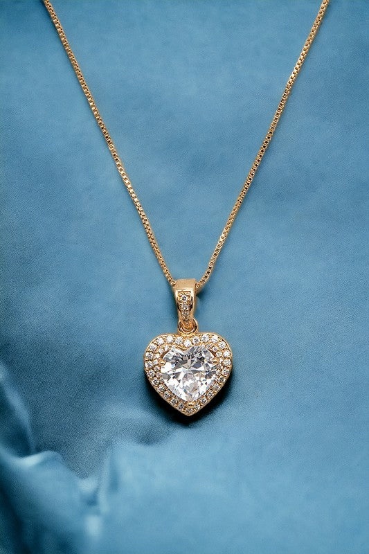 Crystal Gem Heart Pendant Necklace