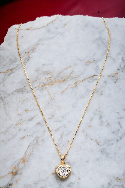 Crystal Gem Heart Pendant Necklace