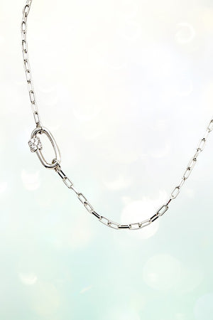 RHINESTONE PAVE CLIP ACCENT CHAIN NECKLACE