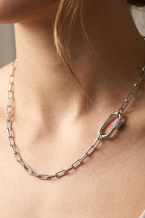RHINESTONE PAVE CLIP ACCENT CHAIN NECKLACE