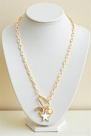 RAINBOW STAR CHARM DANGLE  CHAIN NECKLACE