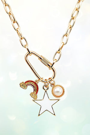 RAINBOW STAR CHARM DANGLE  CHAIN NECKLACE