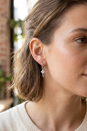 MINI KEY DANGLE SMALL HOOP EARRING