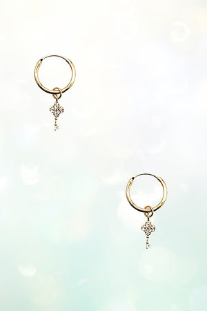 MINI KEY DANGLE SMALL HOOP EARRING