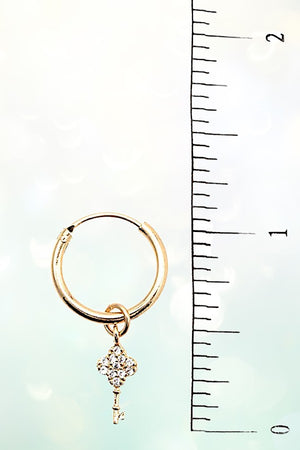 MINI KEY DANGLE SMALL HOOP EARRING