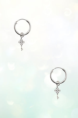 MINI KEY DANGLE SMALL HOOP EARRING