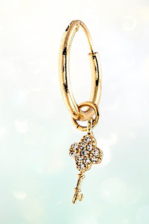 MINI KEY DANGLE SMALL HOOP EARRING