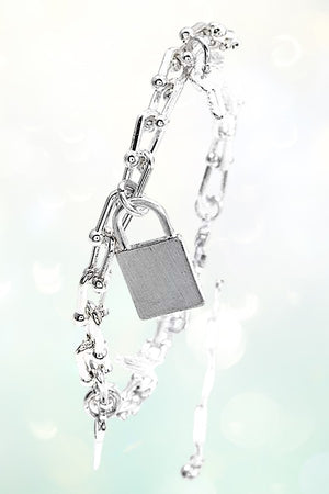 KEY AND LOCK CHARM DANGLE HARDWEAR CHAIN BRACELET