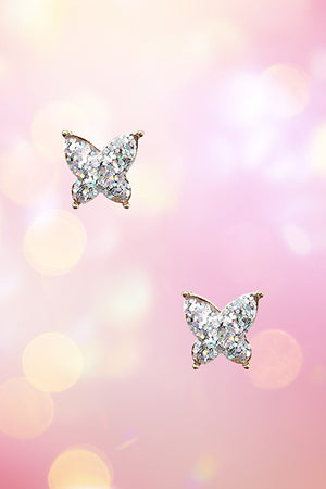 GLITTER BUTTERFLY FRAMED POST EARRING