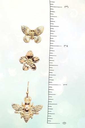 FLORAL BEE BUTTERFLY POST EARRING SET