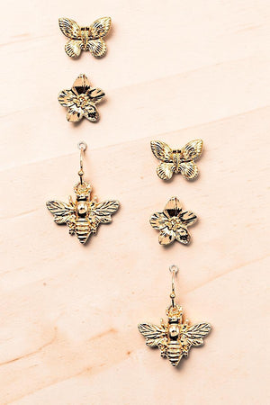 FLORAL BEE BUTTERFLY POST EARRING SET