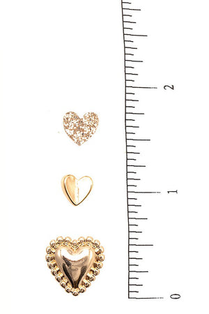 Mix Size Heart Post Earring