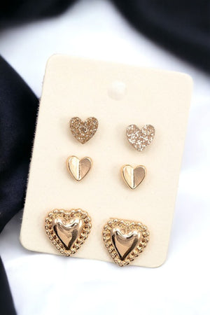 Mix Size Heart Post Earring