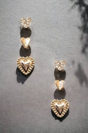 Mix Size Heart Post Earring