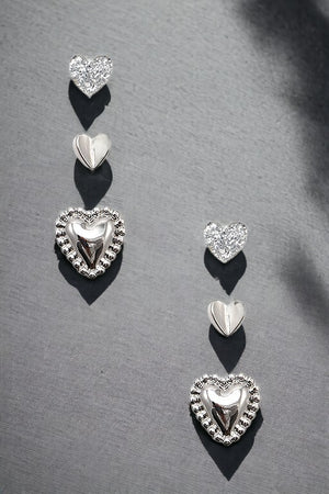 Mix Size Heart Post Earring