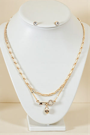 MIX KEY PENDANT LAYERED NECKLACE SET