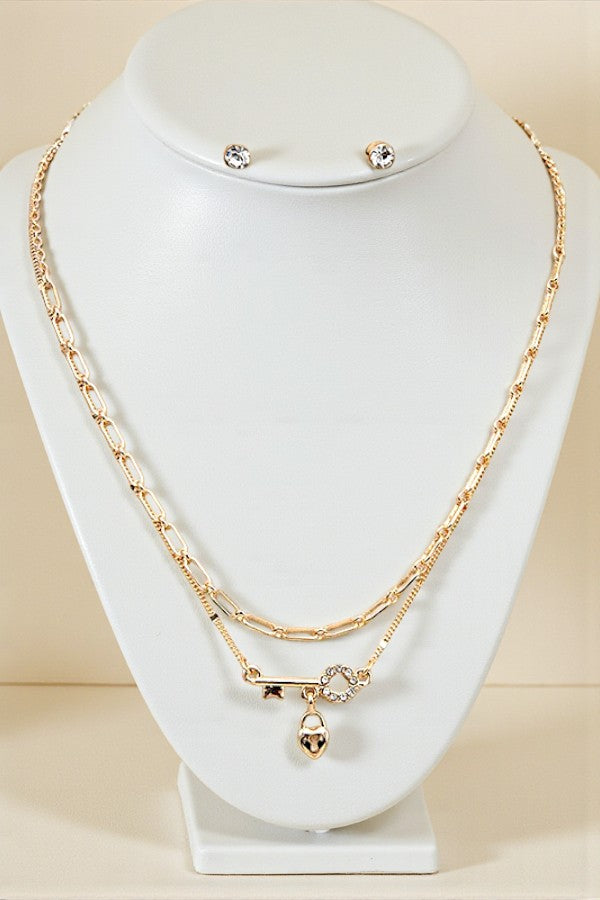 MIX KEY PENDANT LAYERED NECKLACE SET