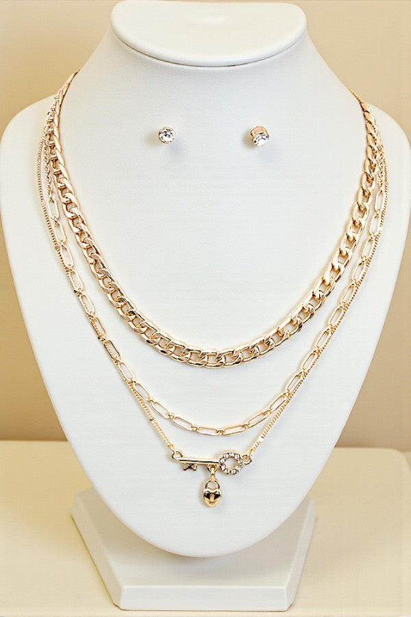 MIX KEY PENDANT LAYERED NECKLACE SET