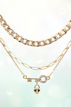 MIX KEY PENDANT LAYERED NECKLACE SET